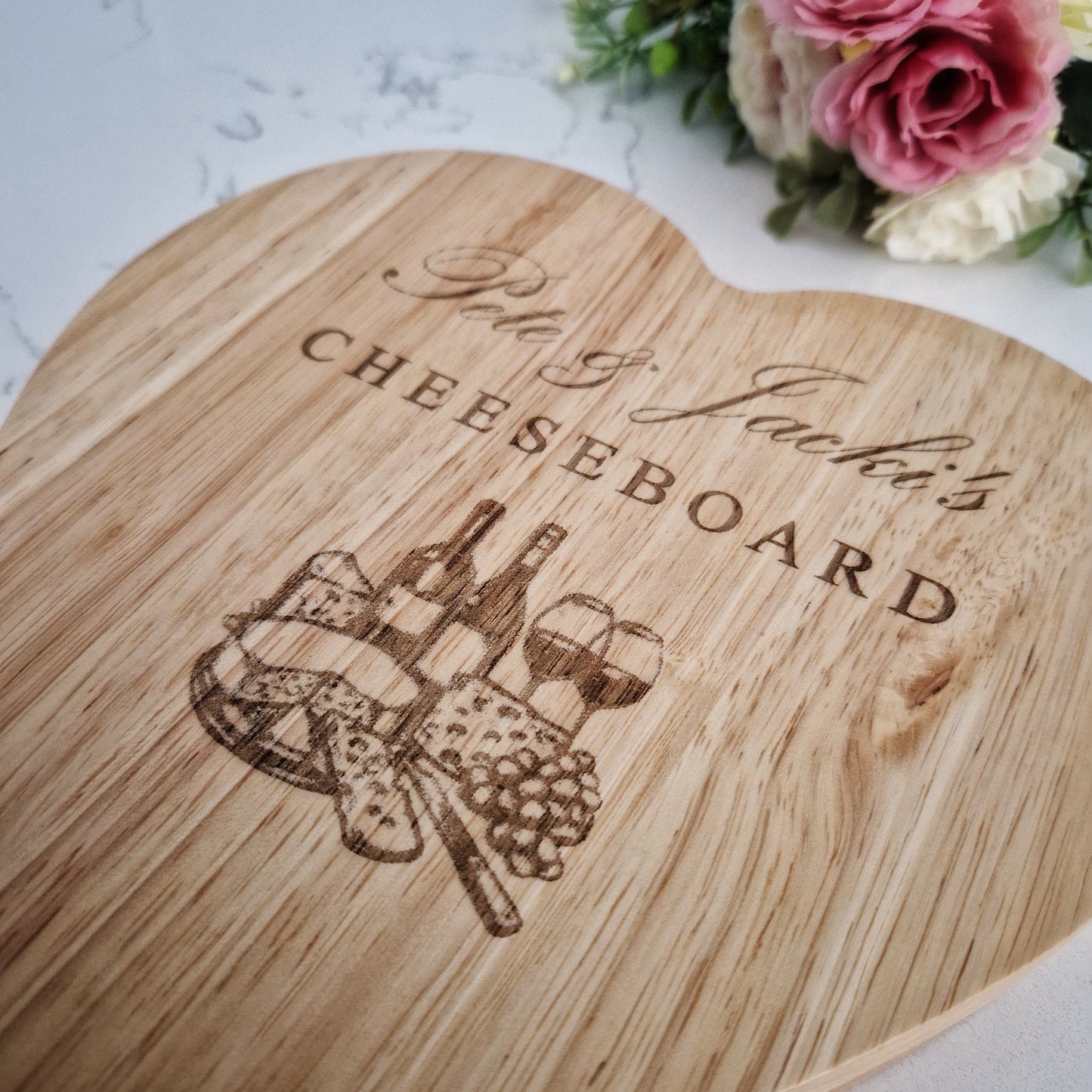 Personalised Heart Shaped Cheese Board set