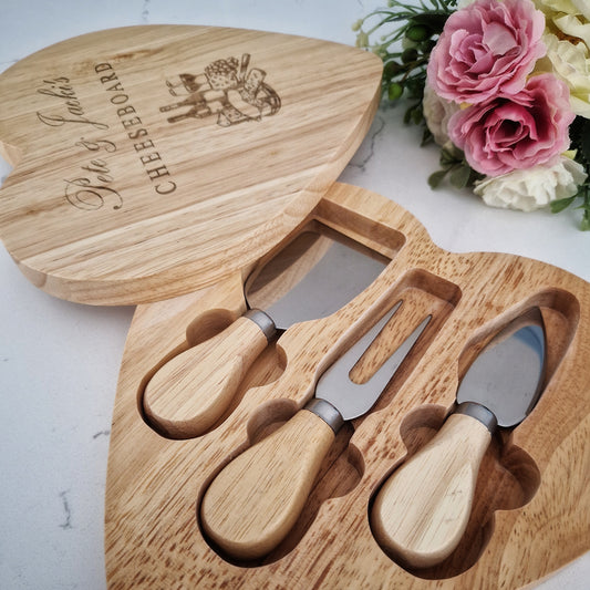 Personalised Heart Shaped Cheese Board set