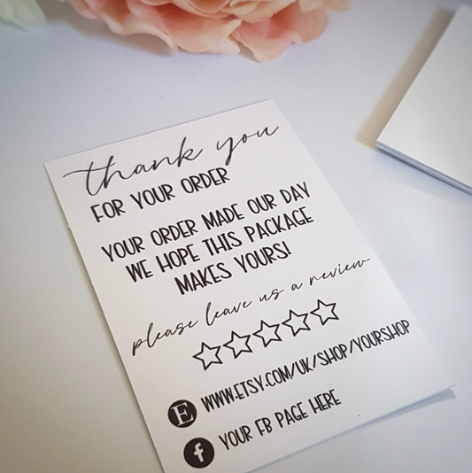 Custom socials thank you Cards